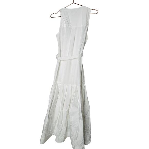 EUDON CHOI COLLECTIVE White Pleated Sleeveless V-Neck Button Maxi Dress Size 6 - Picture 4 of 15